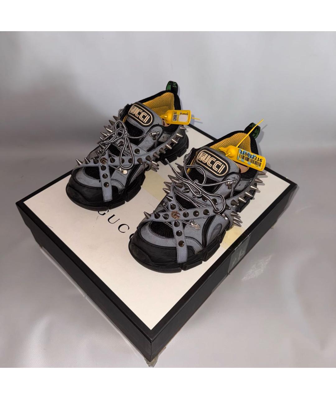 GUCCI Антрацитовые текстильные низкие кроссовки / кеды, фото 4