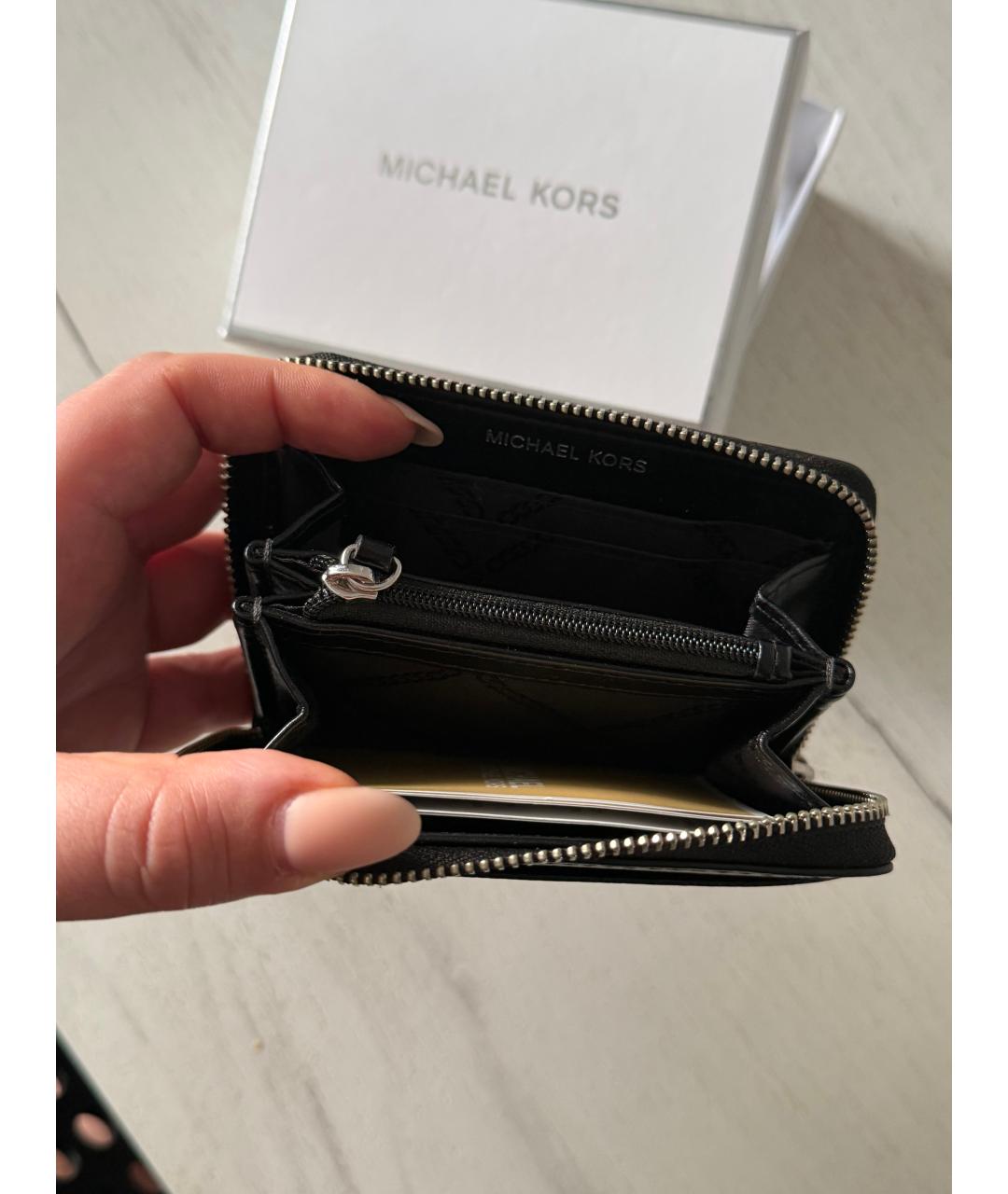 MICHAEL KORS Черный кожаный кошелек, фото 3