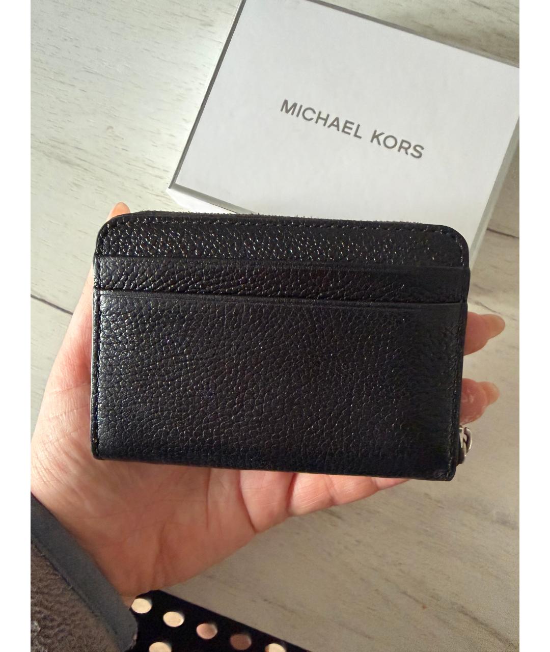MICHAEL KORS Черный кожаный кошелек, фото 4