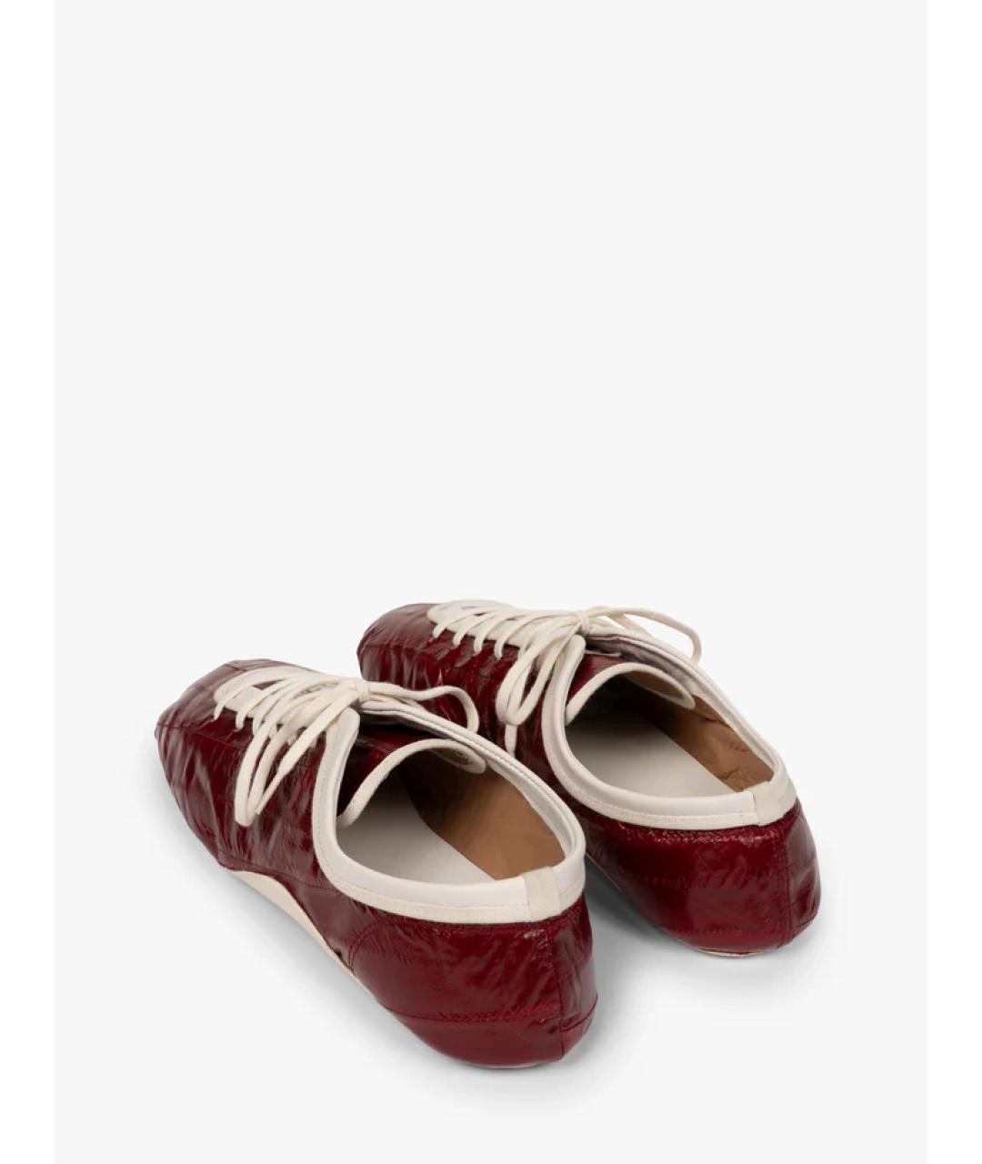 DRIES VAN NOTEN Бордовые кожаные кеды, фото 3