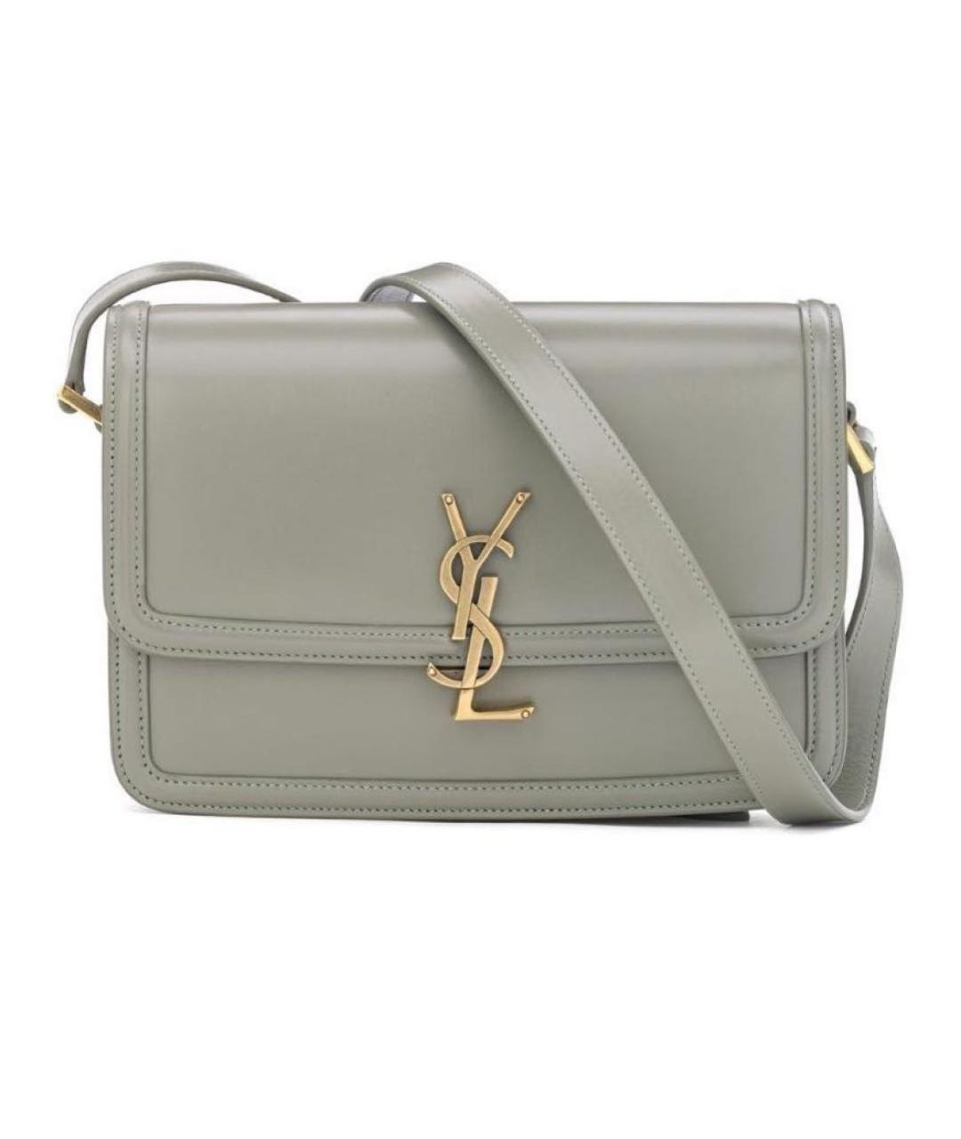 SAINT LAURENT Серая кожаная сумка через плечо, фото 4