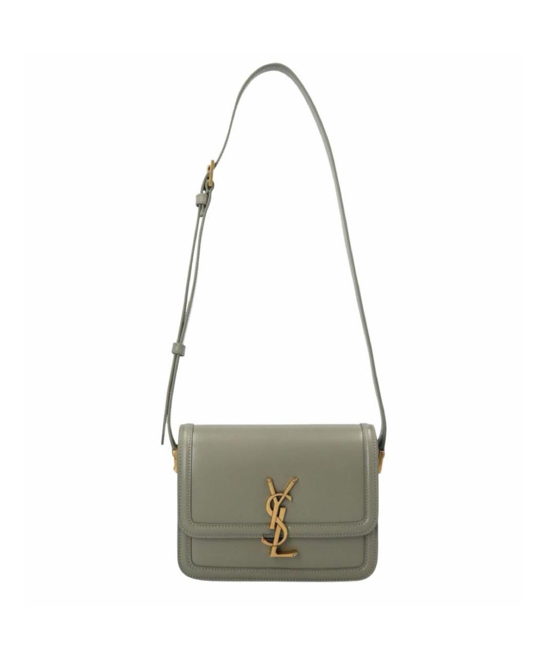 SAINT LAURENT Серая кожаная сумка через плечо, фото 8