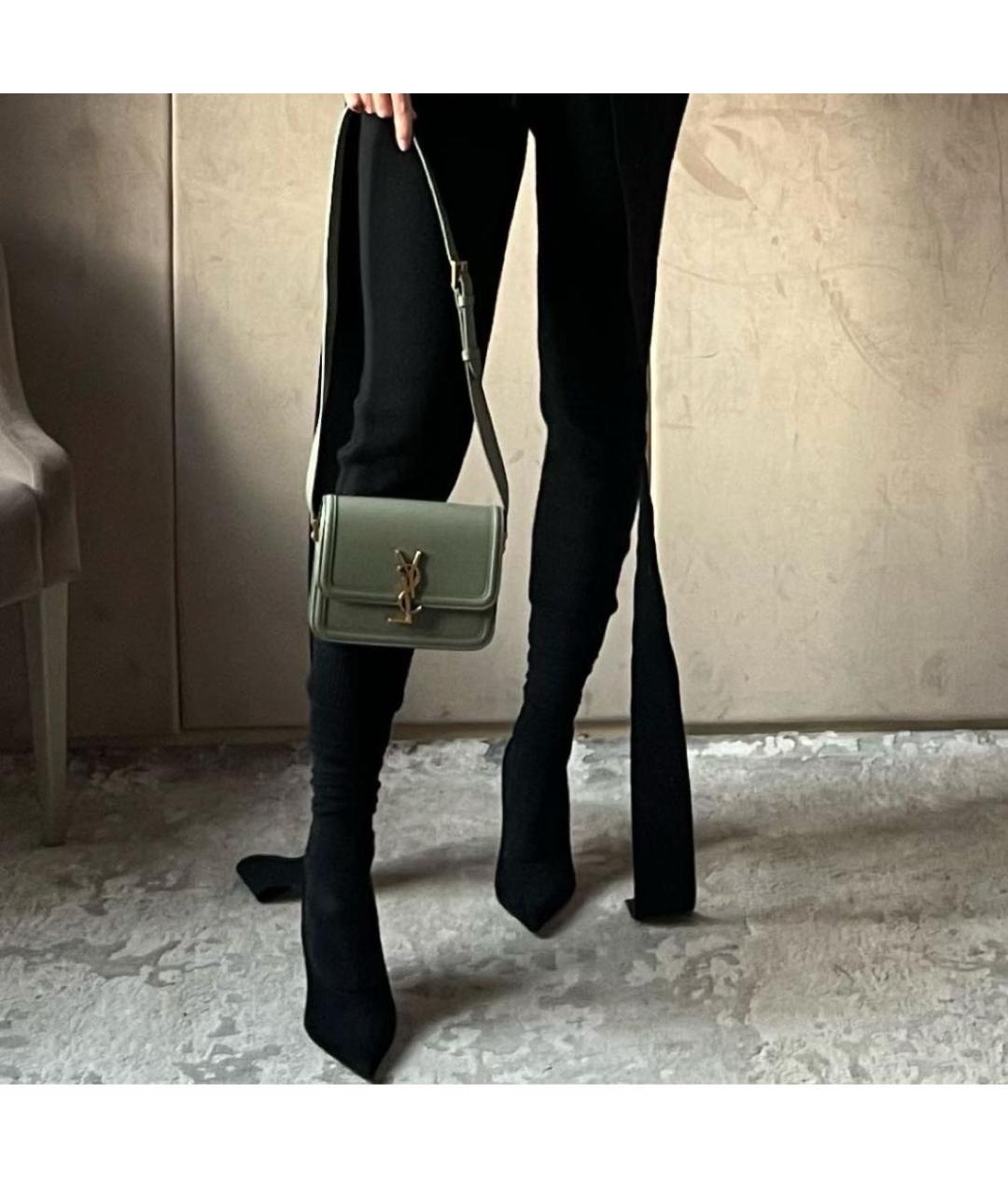 SAINT LAURENT Серая кожаная сумка через плечо, фото 5