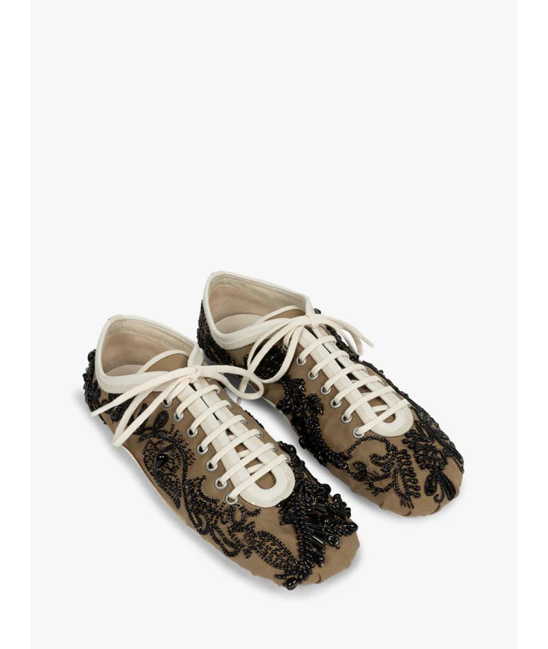 DRIES VAN NOTEN Бежевые текстильные кеды, фото 2