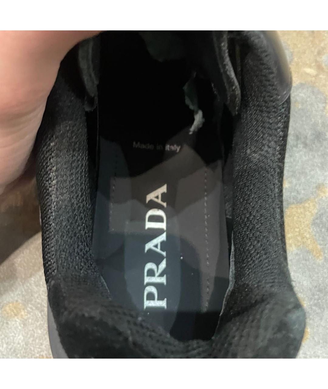 PRADA BEAUTY Черные кожаные низкие кроссовки / кеды, фото 4