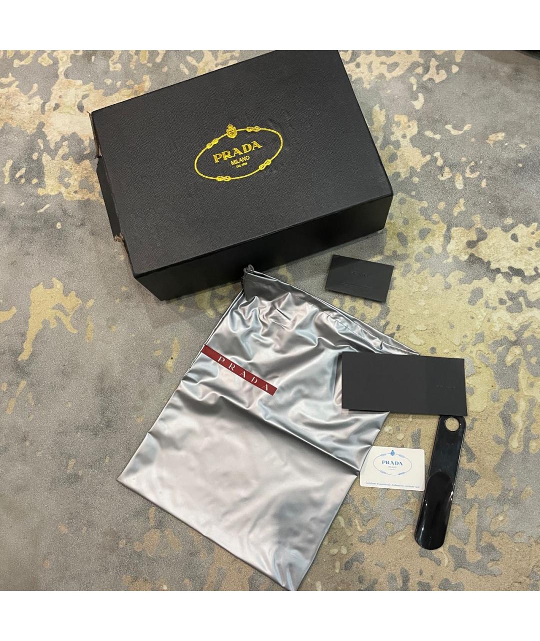 PRADA BEAUTY Черные кожаные низкие кроссовки / кеды, фото 3