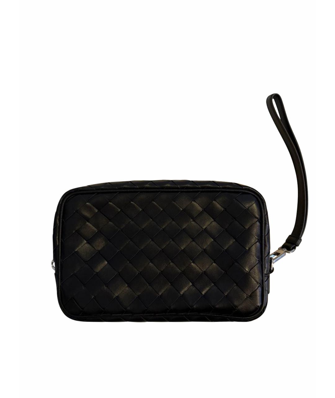 BOTTEGA VENETA Черная кожаная барсетка, фото 1