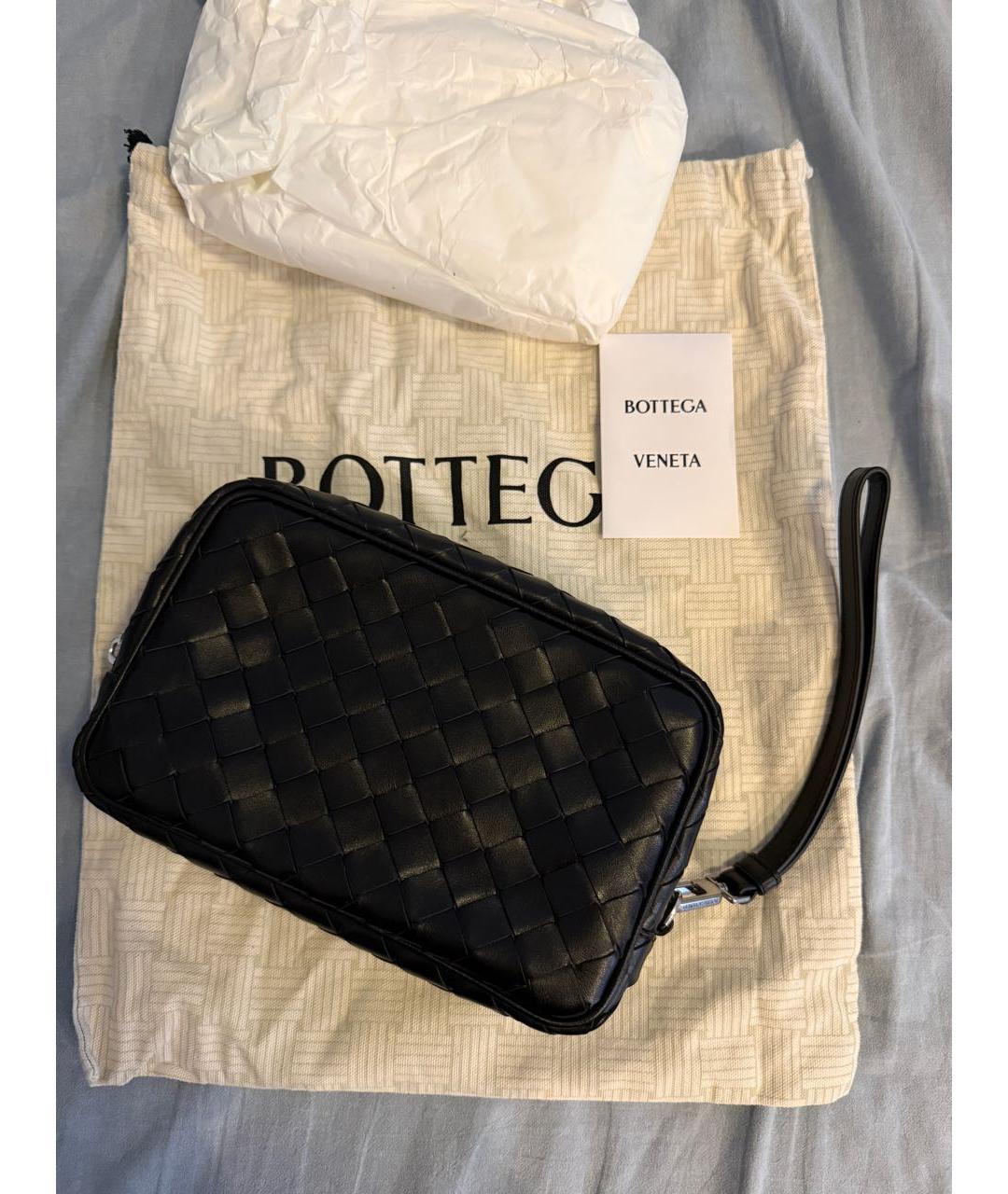BOTTEGA VENETA Черная кожаная барсетка, фото 5