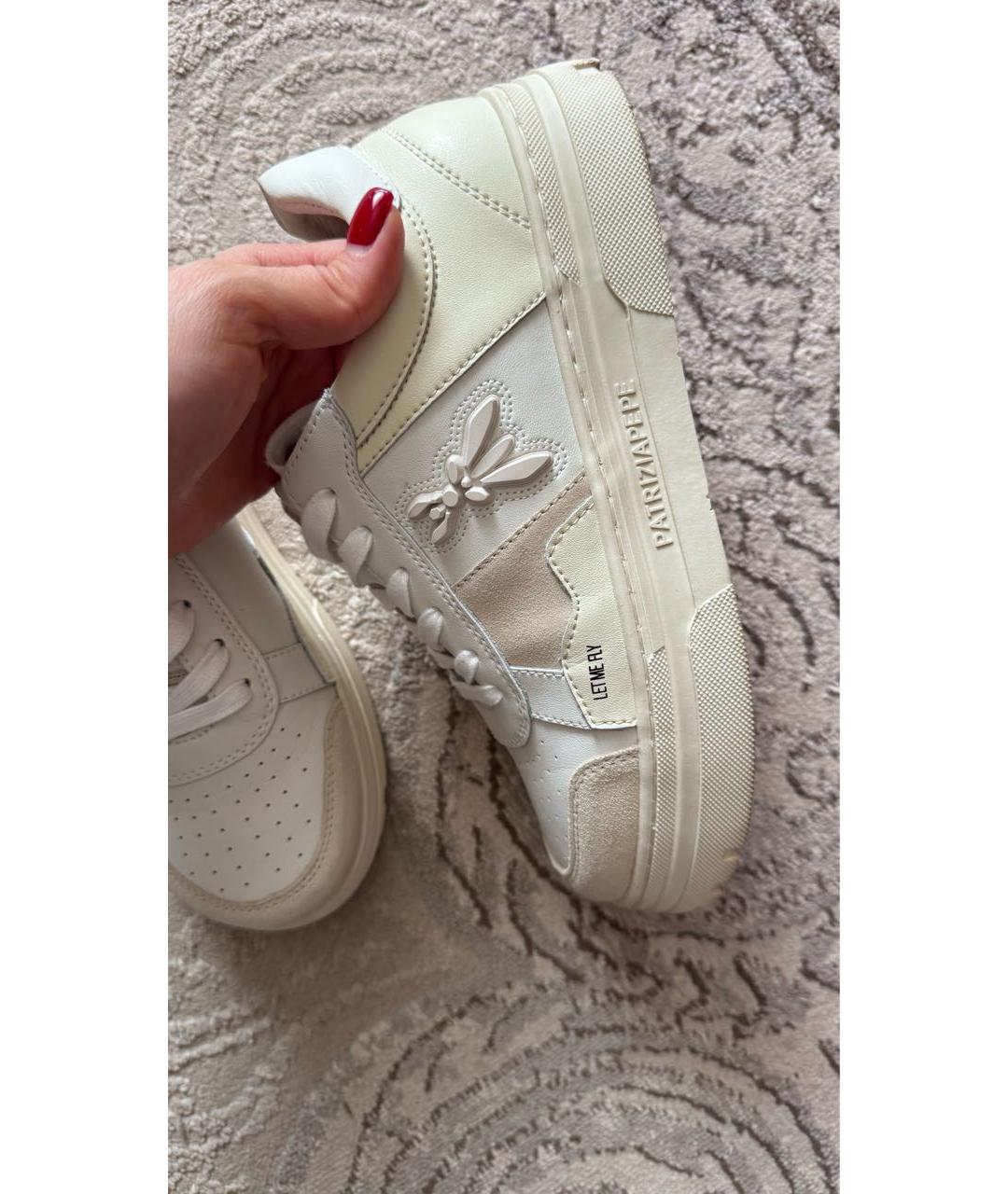 PATRIZIA PEPE Белые кожаные кеды, фото 3