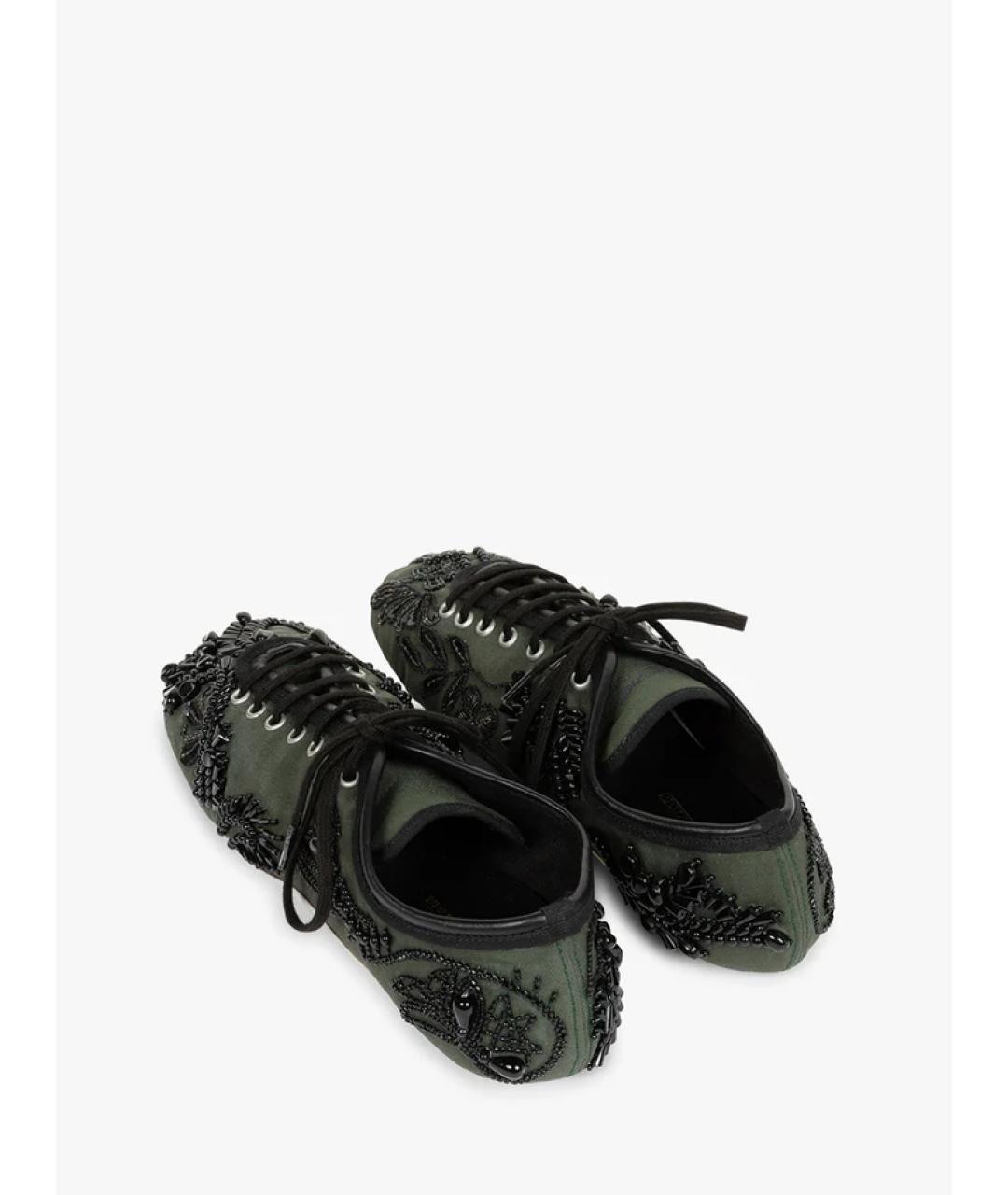 DRIES VAN NOTEN Хаки текстильные кеды, фото 2