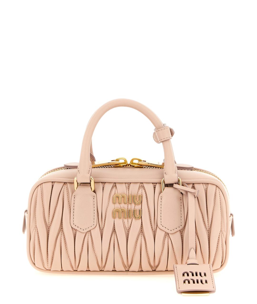 MIU MIU Розовая кожаная сумка с короткими ручками, фото 1