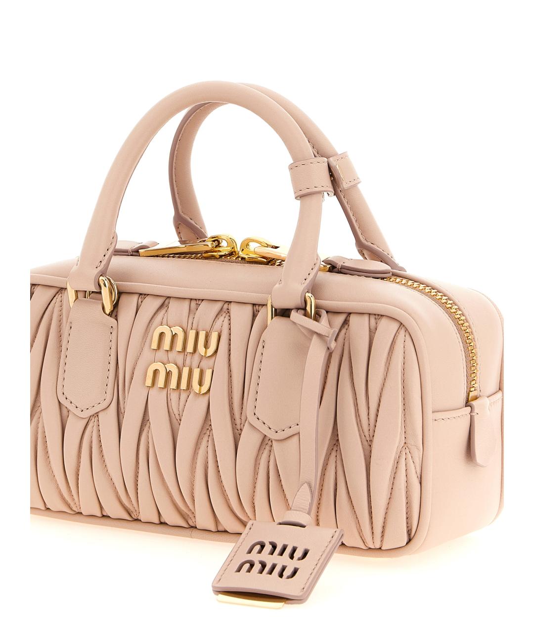 MIU MIU Розовая кожаная сумка с короткими ручками, фото 3