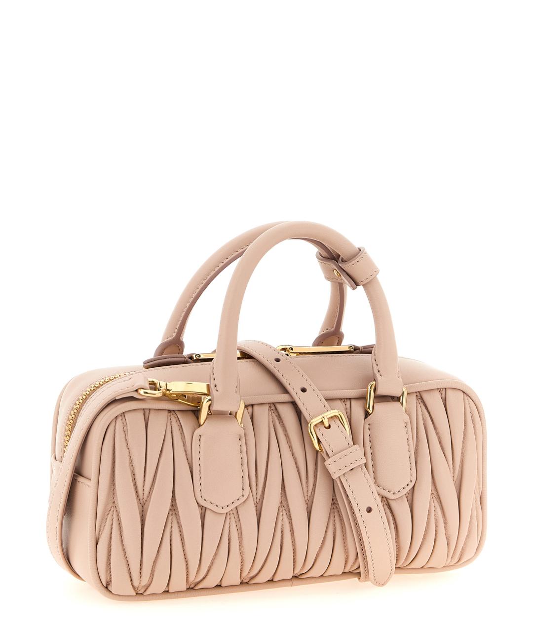 MIU MIU Розовая кожаная сумка с короткими ручками, фото 2