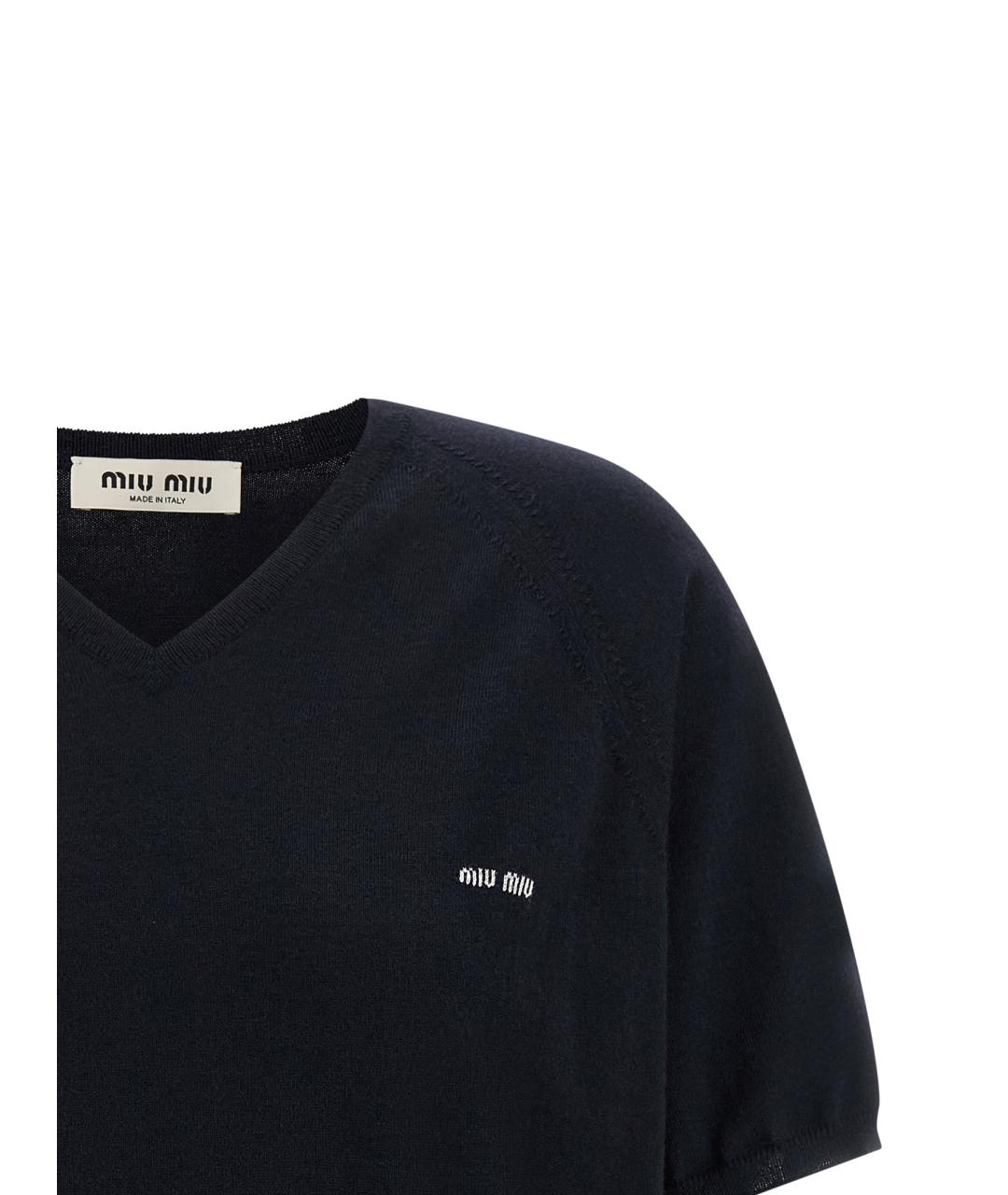 MIU MIU Темно-синий шерстяной джемпер / свитер, фото 3
