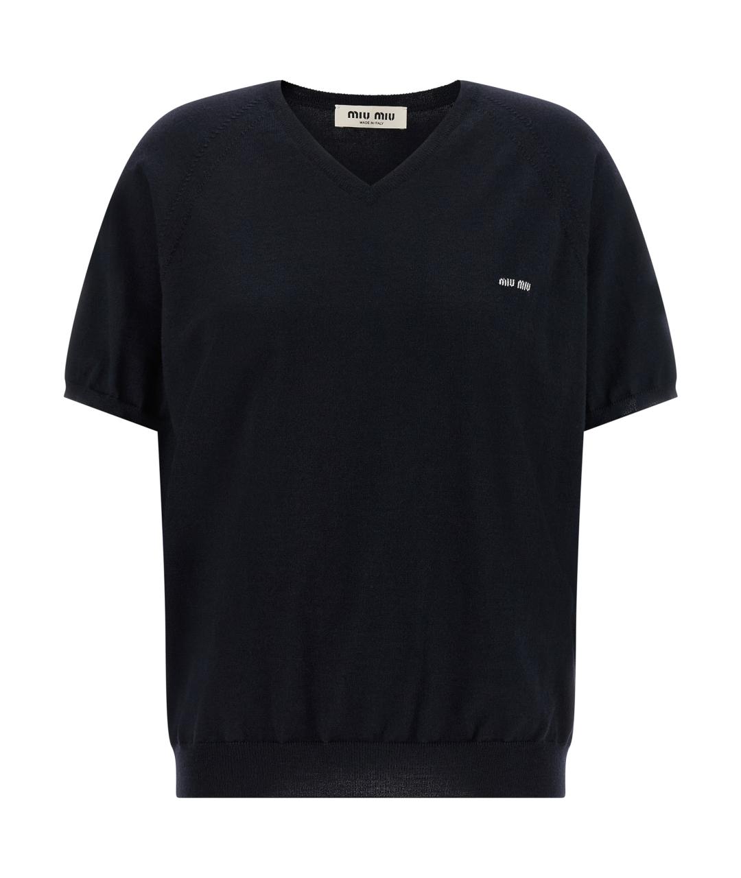 MIU MIU Темно-синий шерстяной джемпер / свитер, фото 1