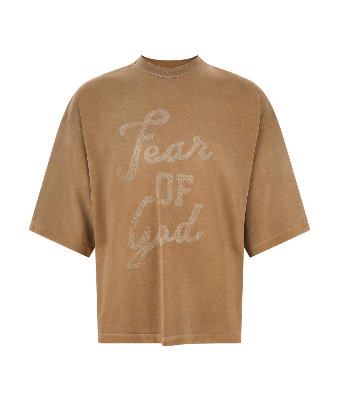 FEAR OF GOD Коричневая хлопковая футболка, фото 1