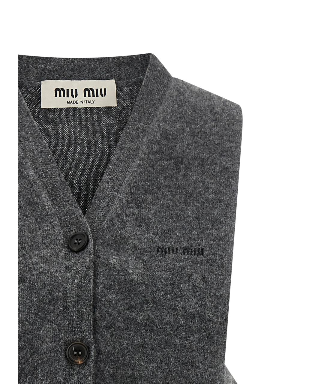 MIU MIU Серая кашемировая жилетка, фото 3