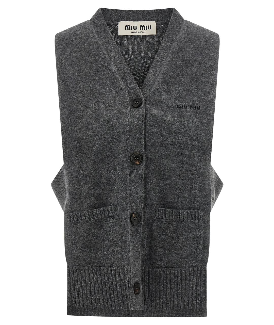 MIU MIU Серая кашемировая жилетка, фото 1