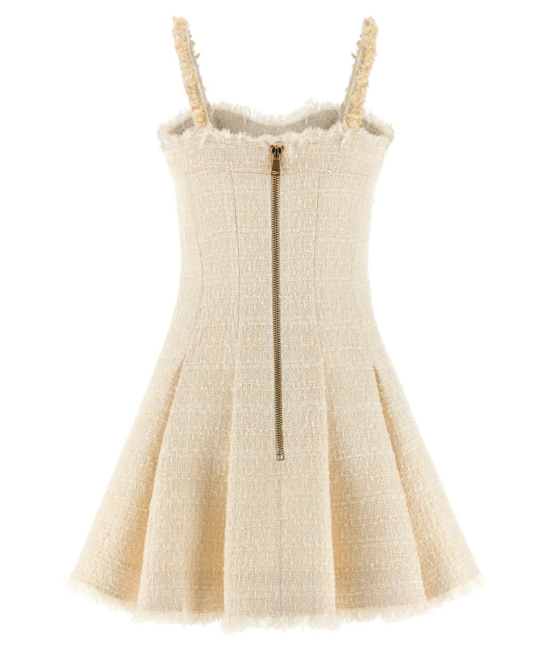 BALMAIN Бежевое полиэстеровое повседневное платье, фото 2