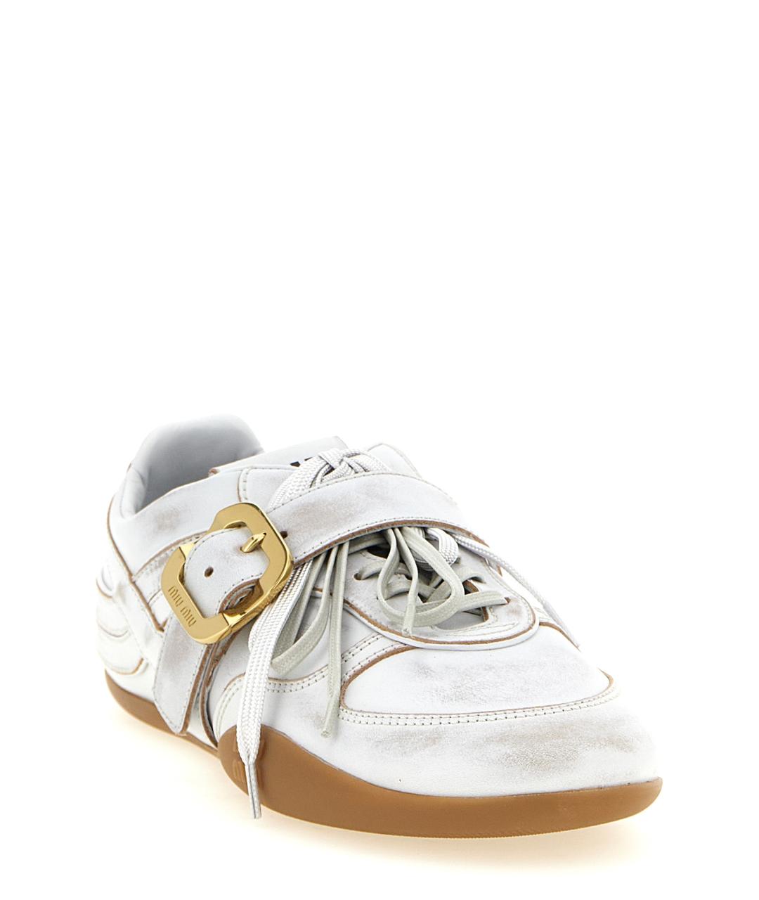 MIU MIU Белые кожаные кроссовки, фото 2