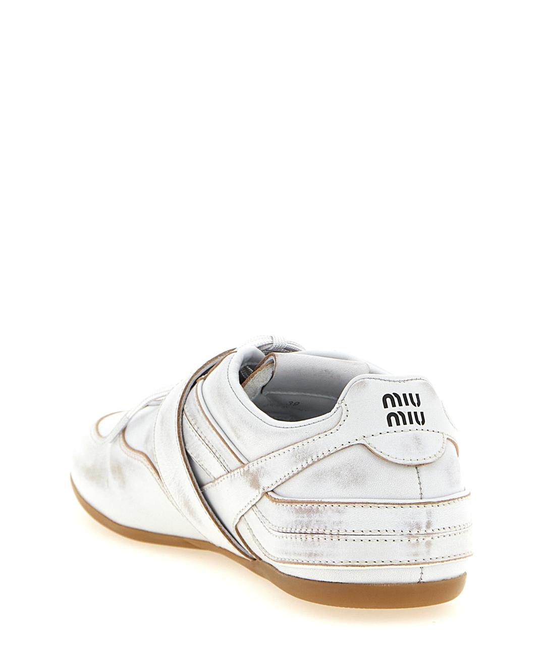 MIU MIU Белые кожаные кроссовки, фото 3