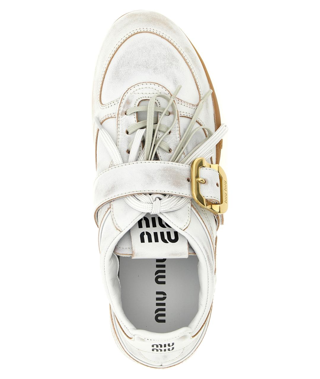 MIU MIU Белые кожаные кроссовки, фото 4