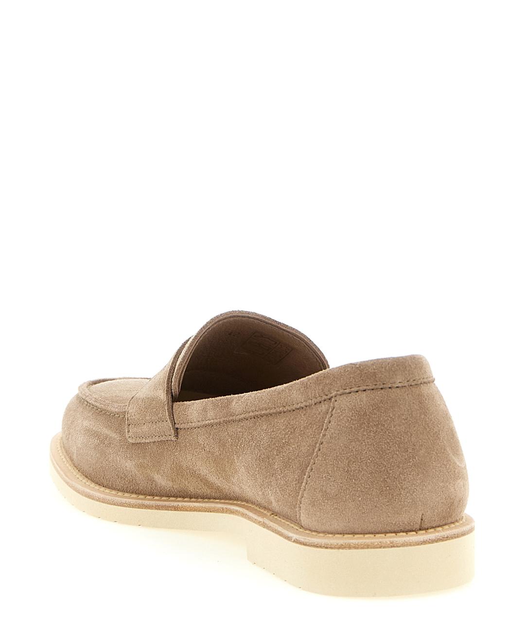 BRUNELLO CUCINELLI Бежевые замшевые лоферы, фото 3