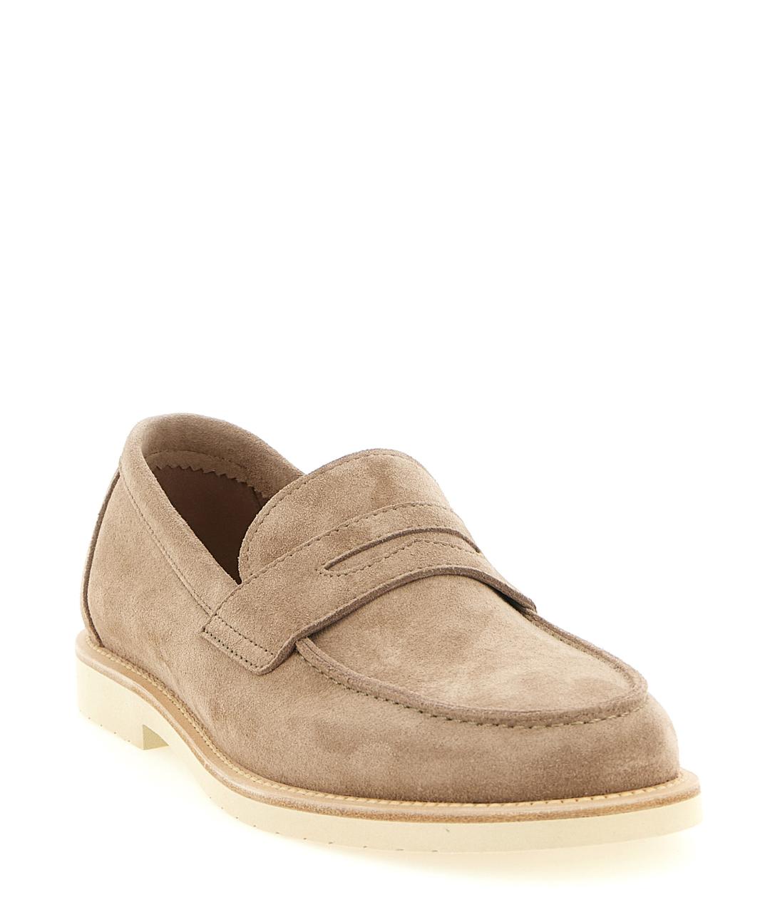 BRUNELLO CUCINELLI Бежевые замшевые лоферы, фото 2