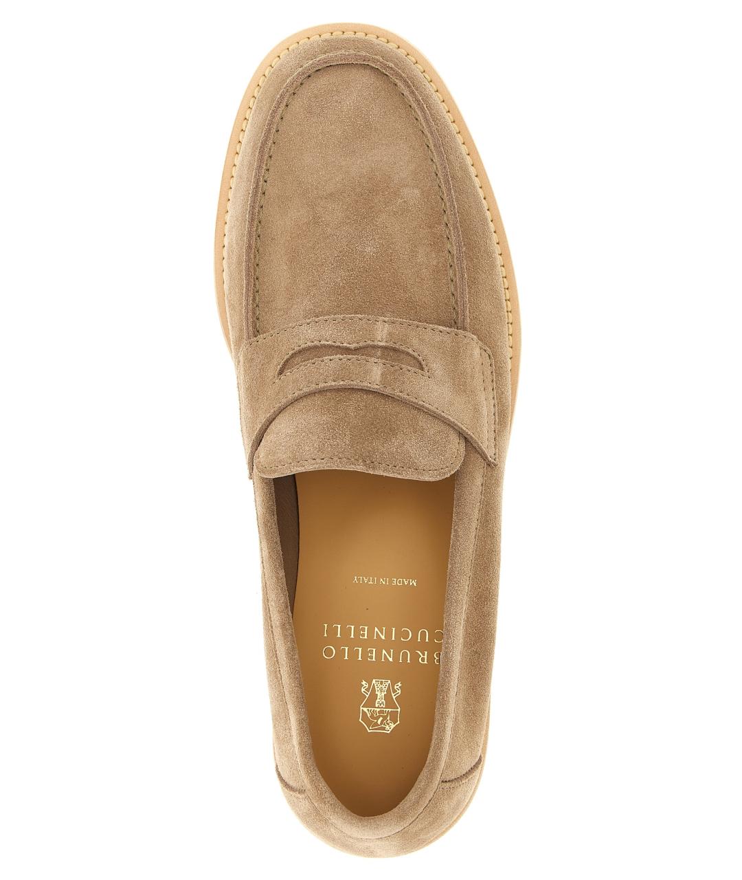 BRUNELLO CUCINELLI Бежевые замшевые лоферы, фото 4