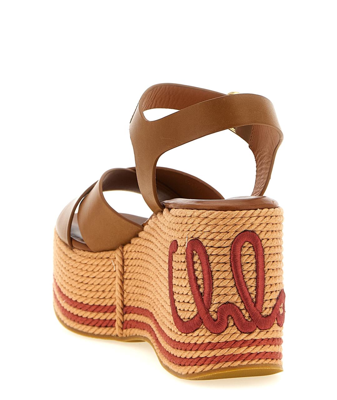 CHLOE Коричневые кожаные босоножки, фото 3