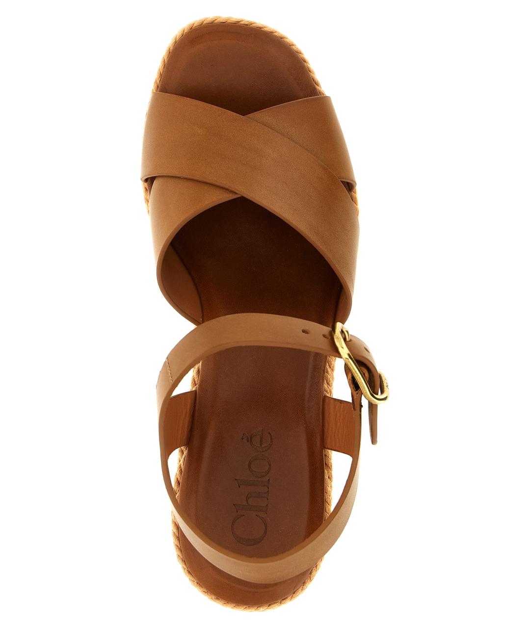 CHLOE Коричневые кожаные босоножки, фото 4