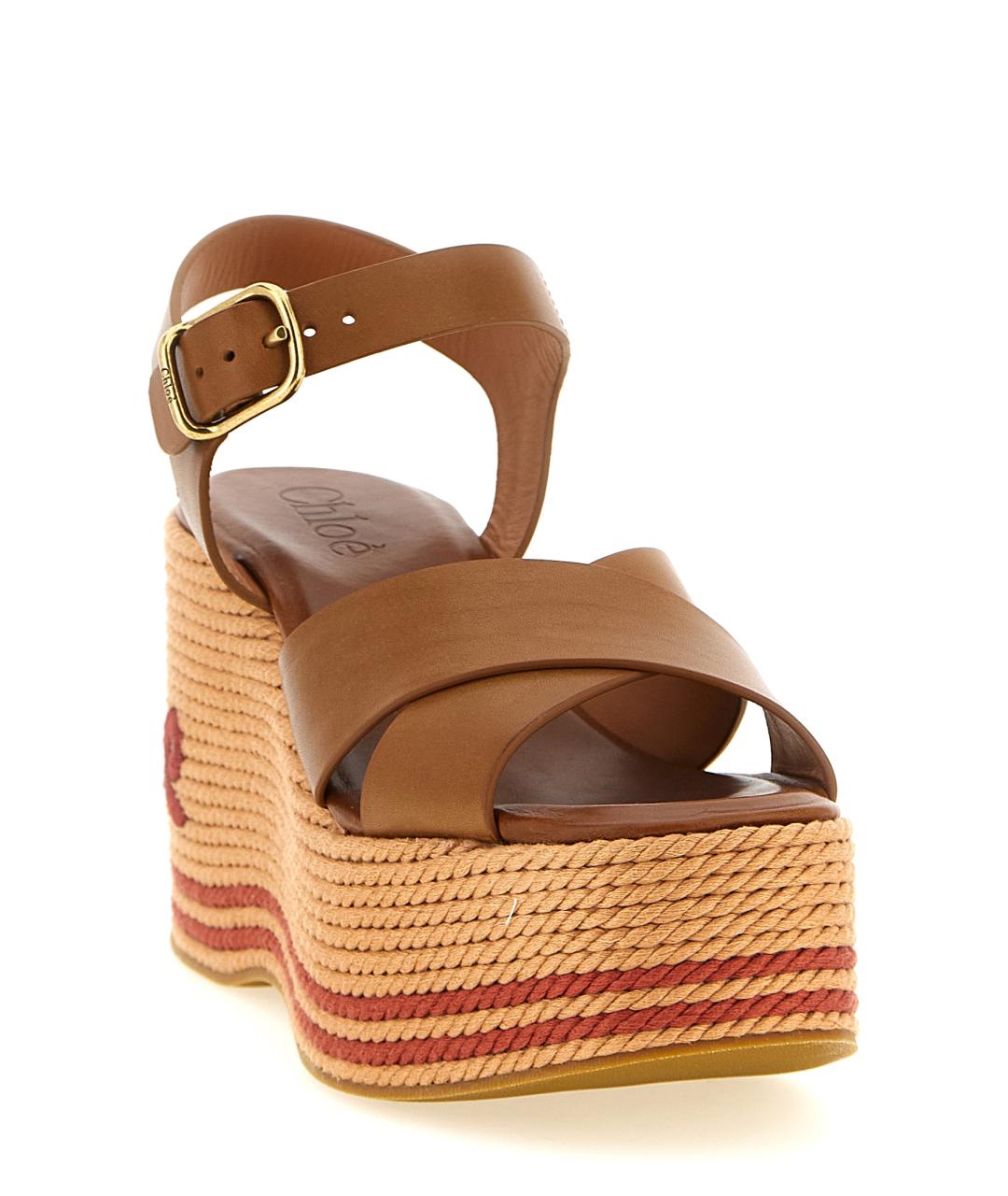 CHLOE Коричневые кожаные босоножки, фото 2