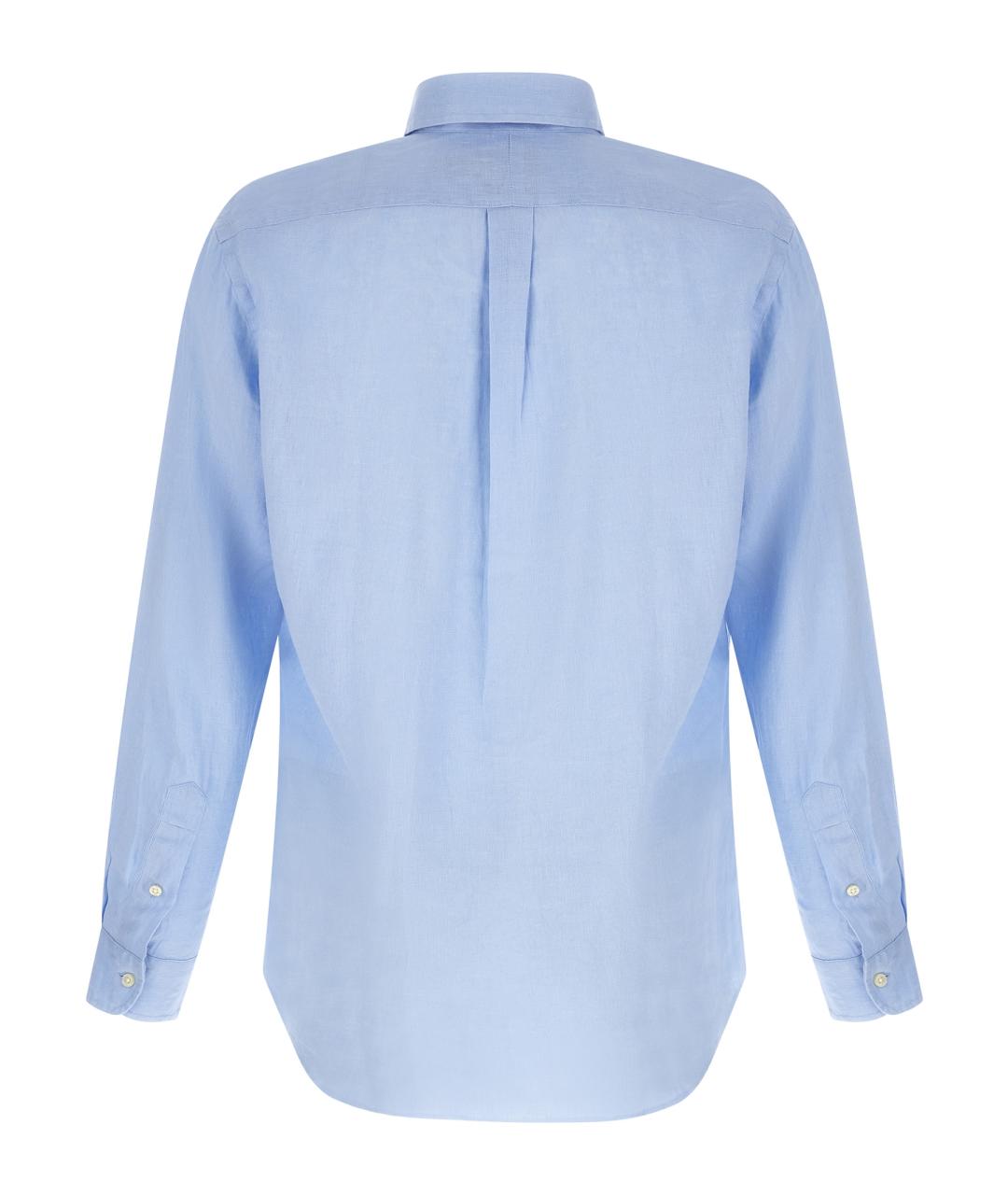 POLO RALPH LAUREN Голубая льняная кэжуал рубашка, фото 2