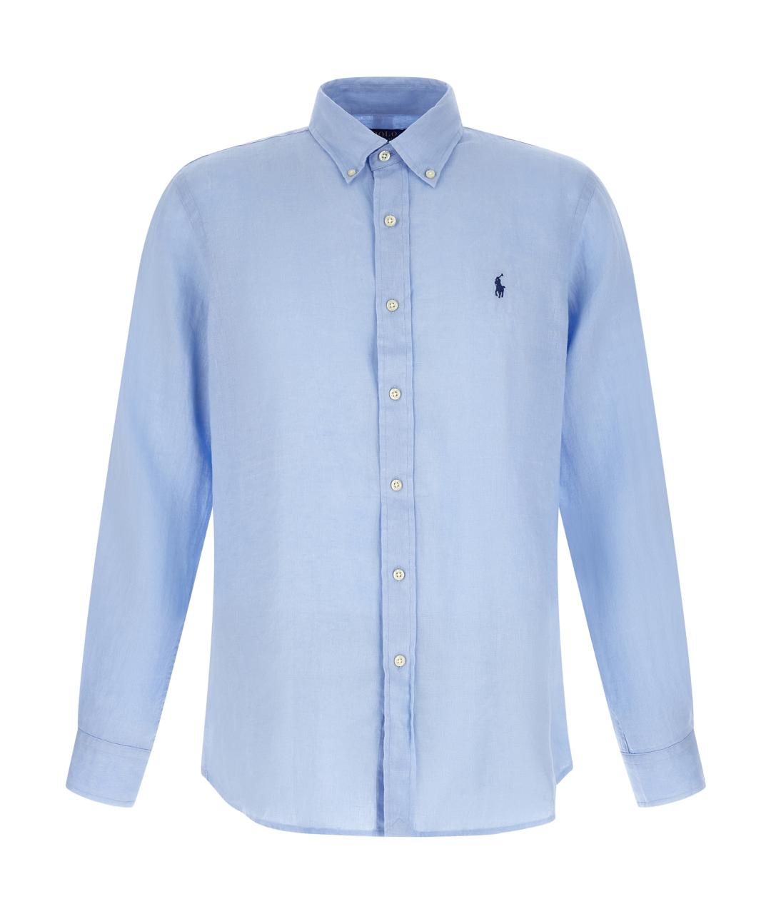 POLO RALPH LAUREN Голубая льняная кэжуал рубашка, фото 1