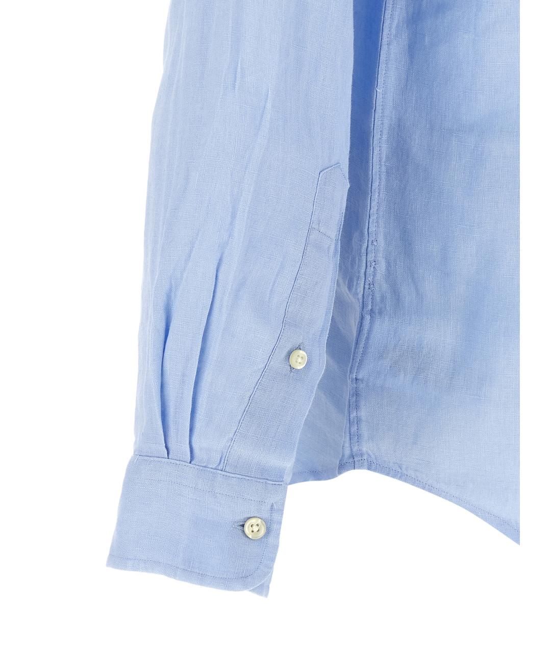 POLO RALPH LAUREN Голубая льняная кэжуал рубашка, фото 4