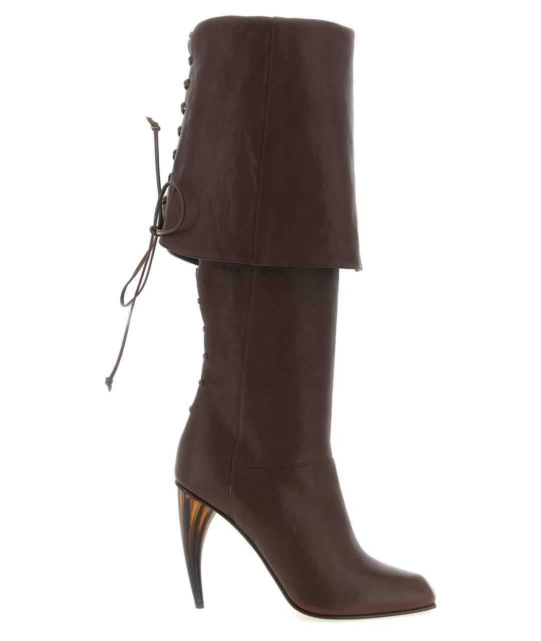 ALEXANDER MCQUEEN Коричневые кожаные сапоги, фото 1