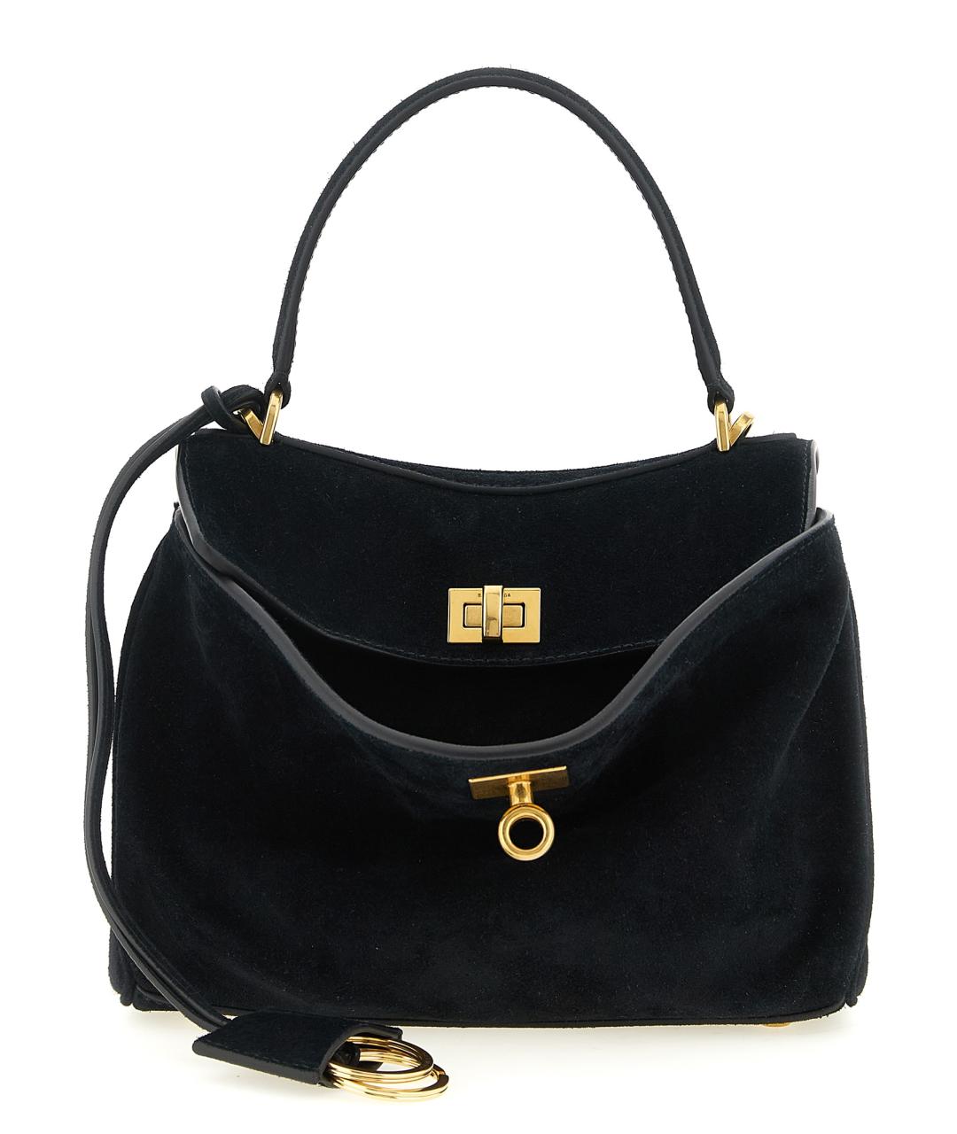 BALENCIAGA Черная замшевая сумка тоут, фото 1