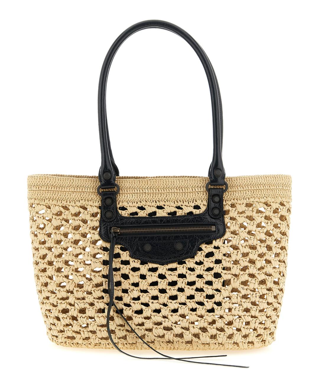 BALENCIAGA Бежевая пелетеная сумка тоут, фото 1