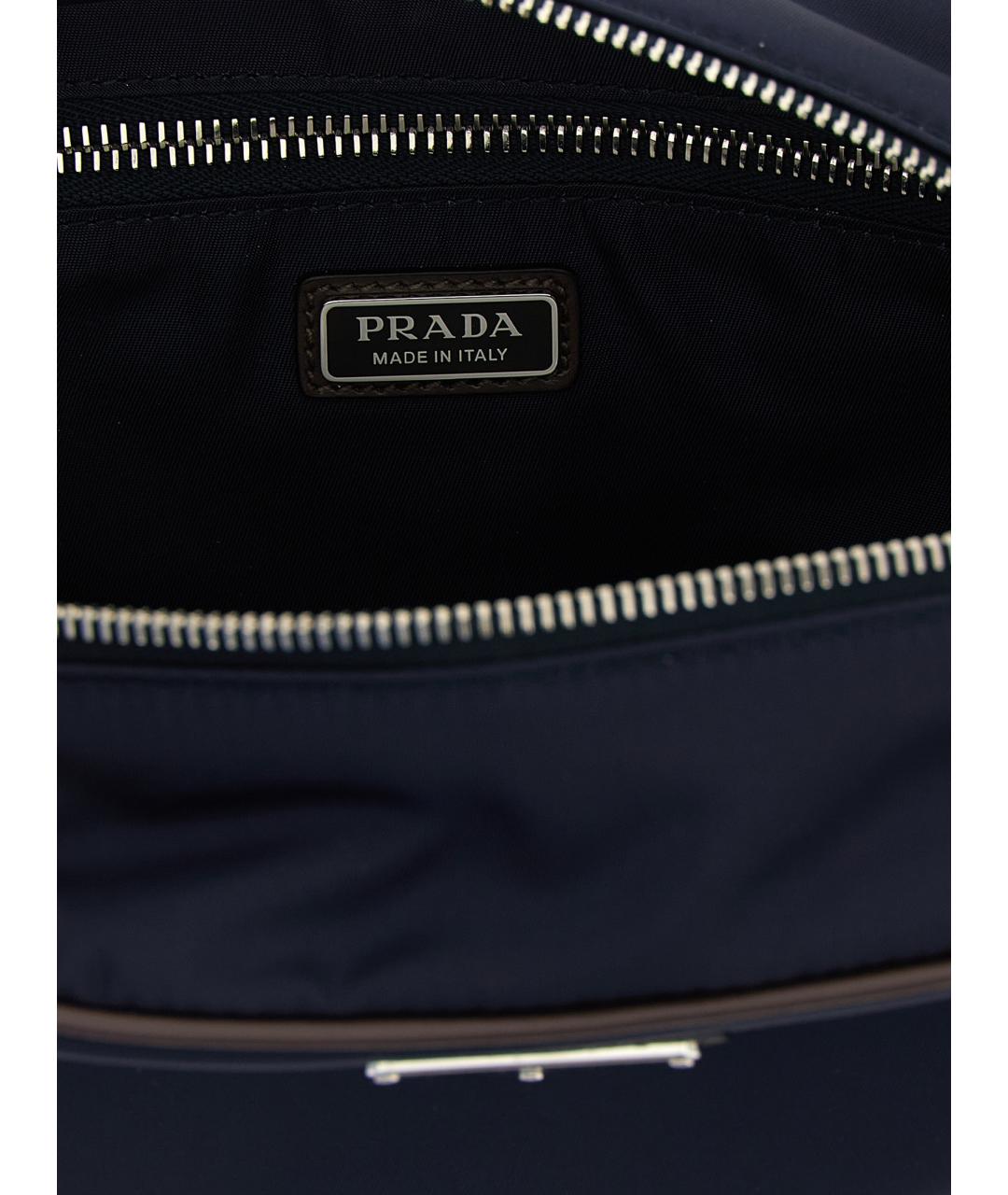 PRADA Темно-синяя синтетическая барсетка, фото 4