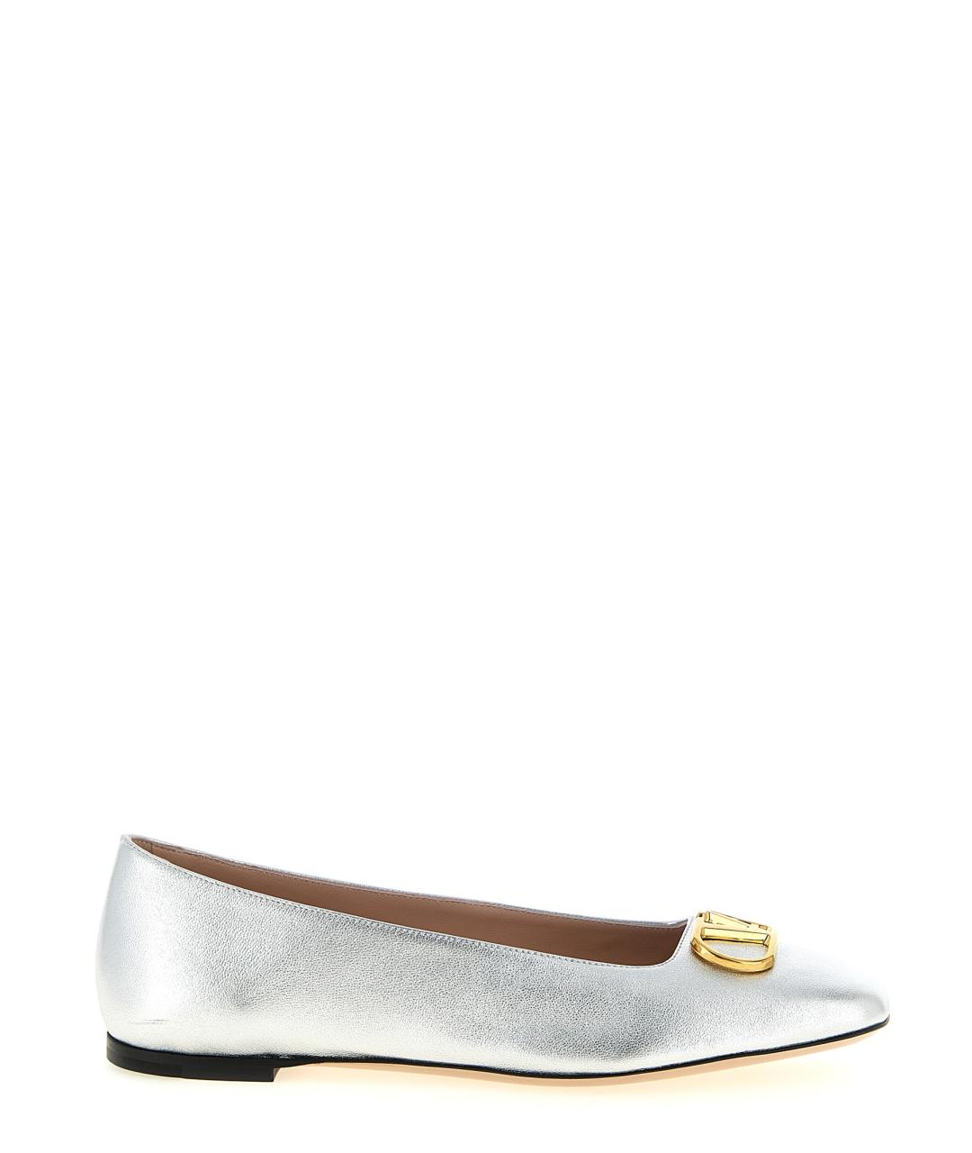 VALENTINO Серебряные кожаные балетки, фото 1