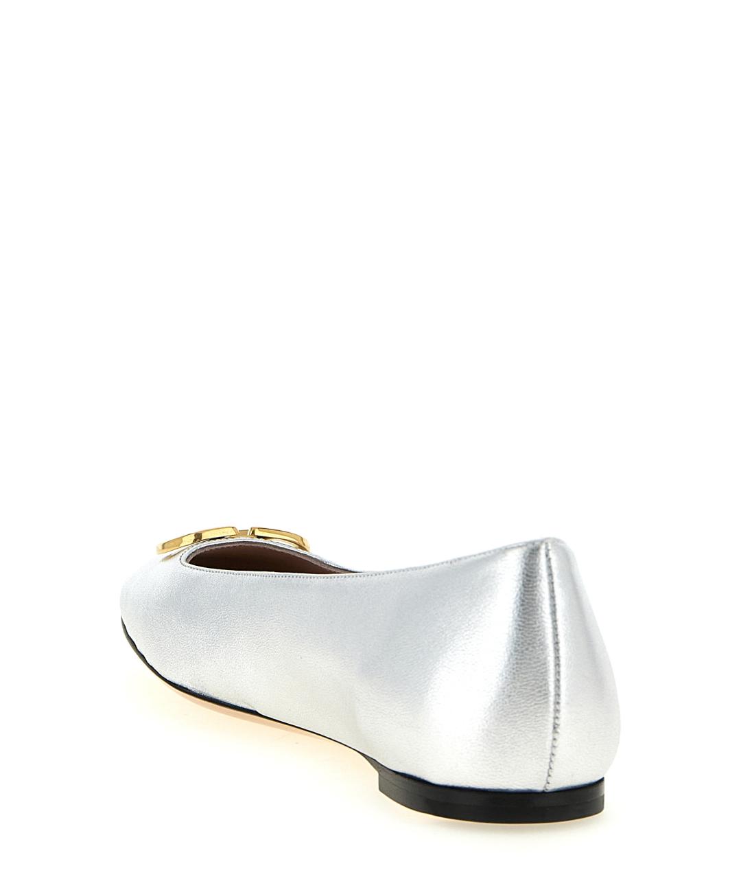 VALENTINO Серебряные кожаные балетки, фото 3