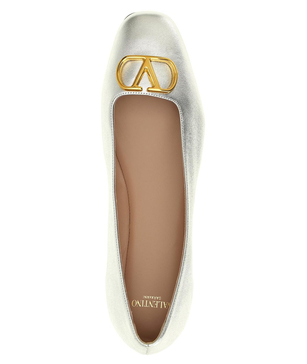 VALENTINO Серебряные кожаные балетки, фото 4