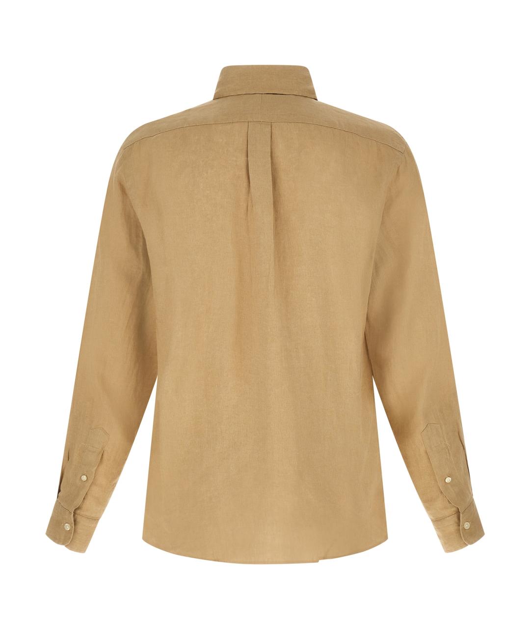 POLO RALPH LAUREN Бежевая льняная кэжуал рубашка, фото 2