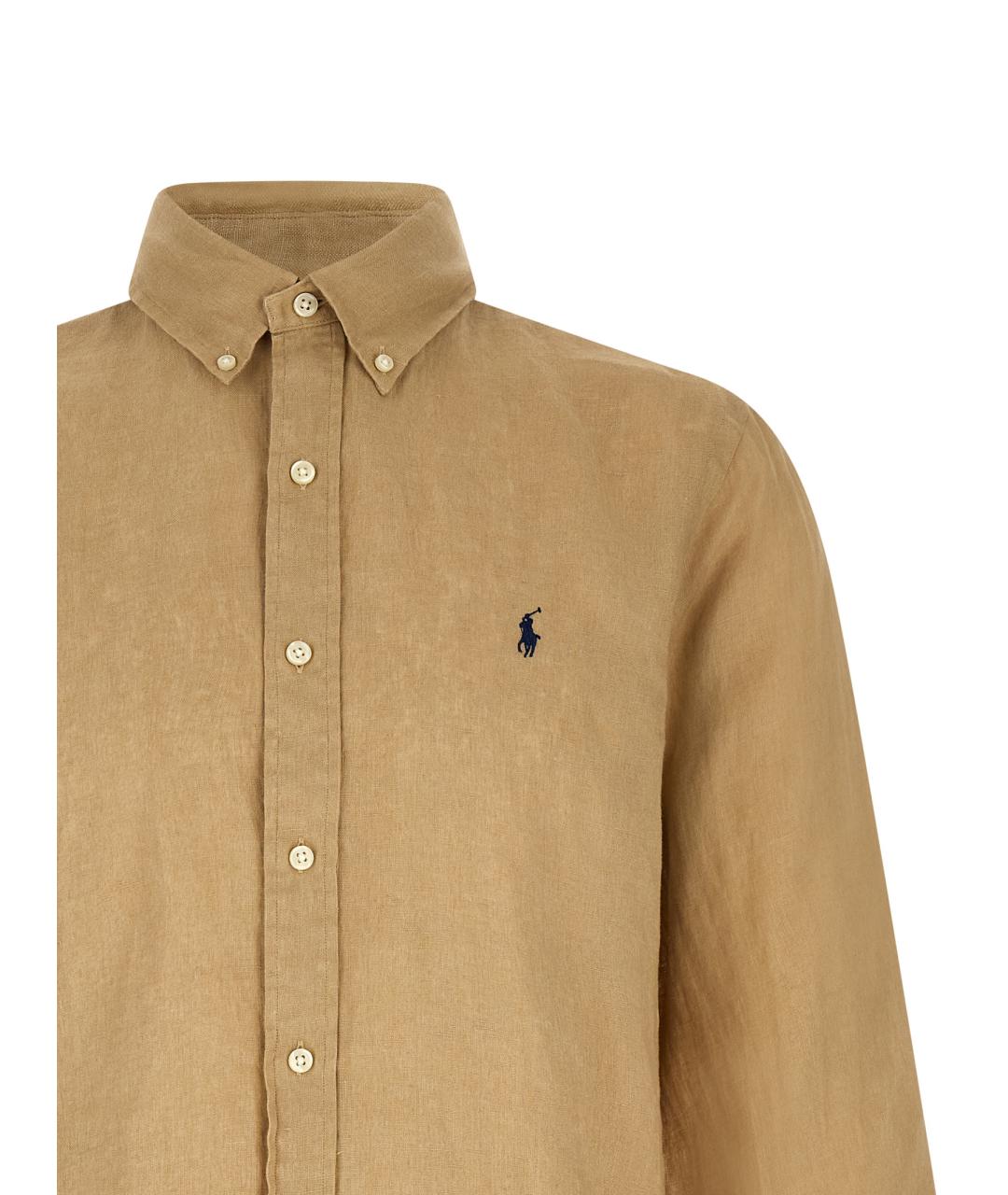 POLO RALPH LAUREN Бежевая льняная кэжуал рубашка, фото 3
