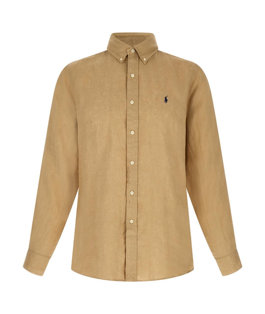 POLO RALPH LAUREN Бежевая льняная кэжуал рубашка, фото 1