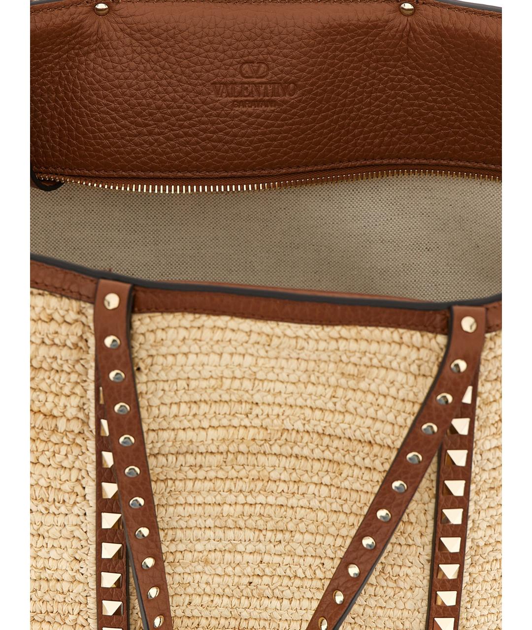 VALENTINO Бежевая пелетеная сумка тоут, фото 4
