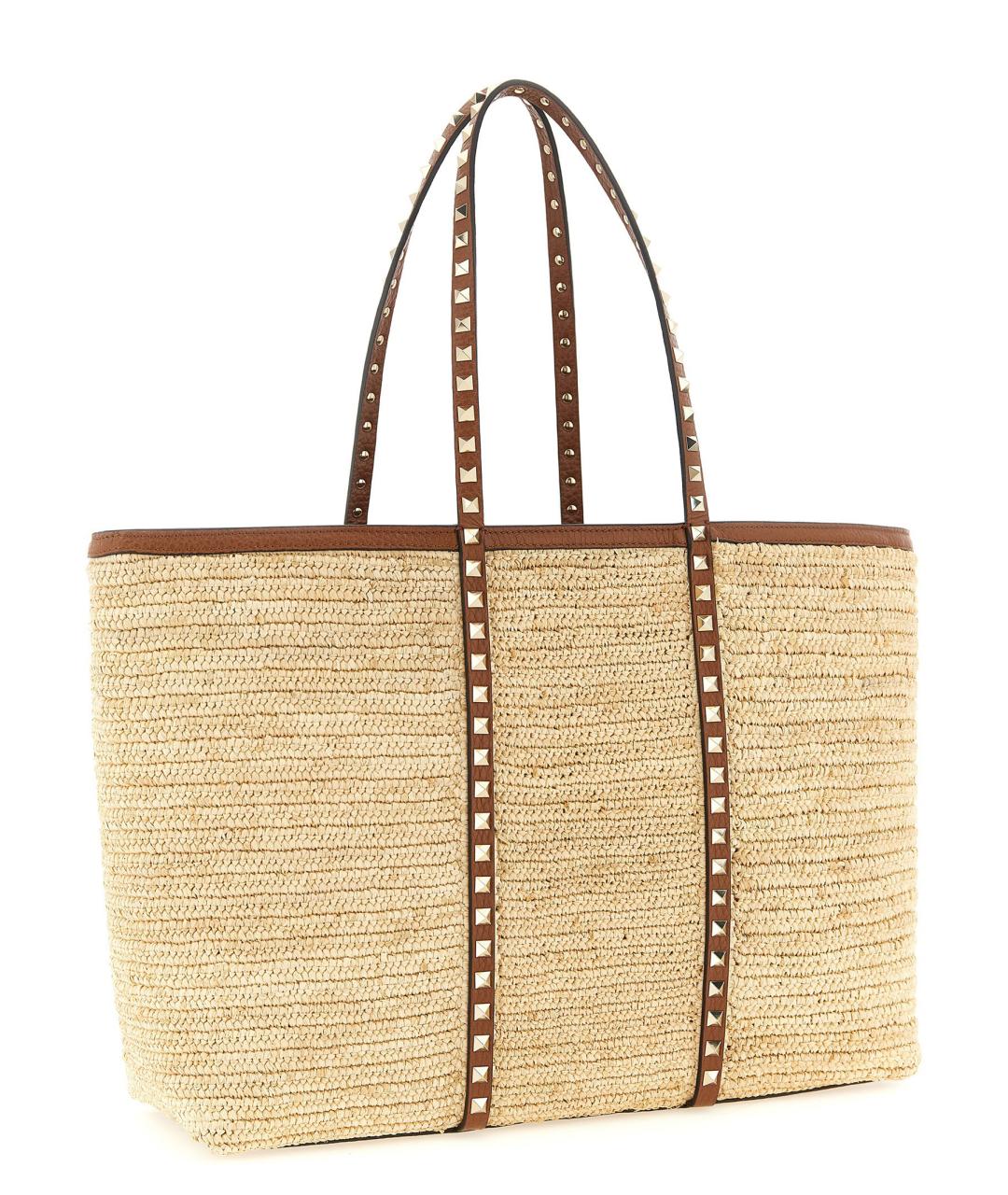 VALENTINO Бежевая пелетеная сумка тоут, фото 2