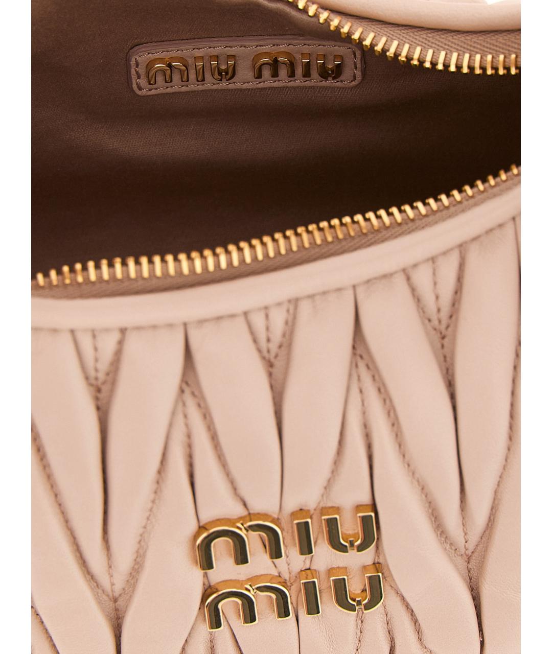 MIU MIU Розовая кожаная сумка с короткими ручками, фото 4