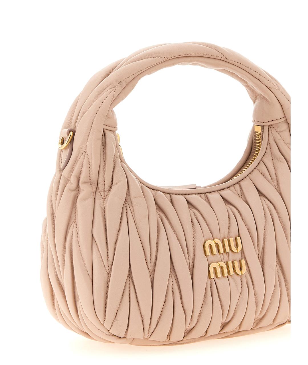 MIU MIU Розовая кожаная сумка с короткими ручками, фото 3