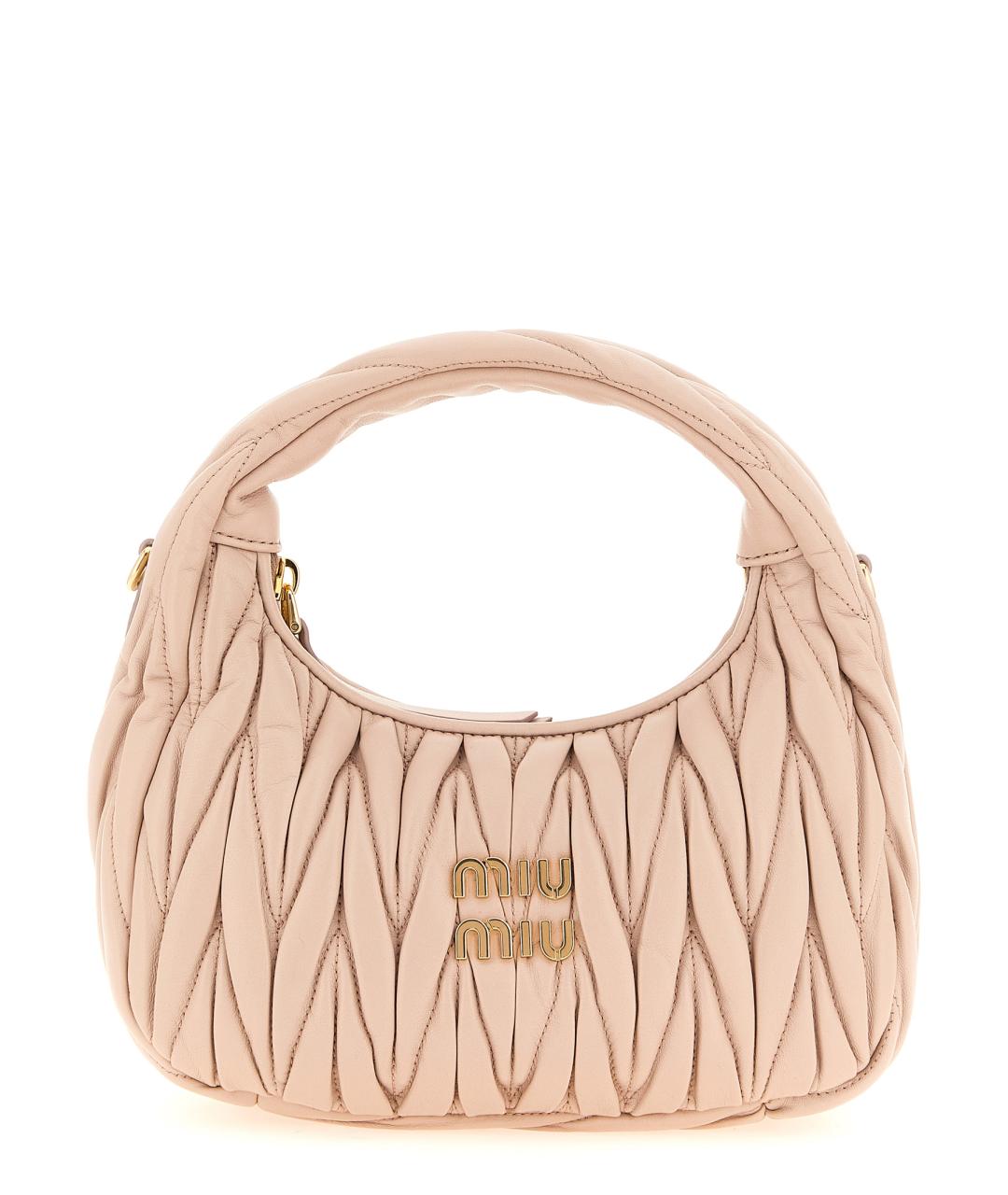 MIU MIU Розовая кожаная сумка с короткими ручками, фото 1